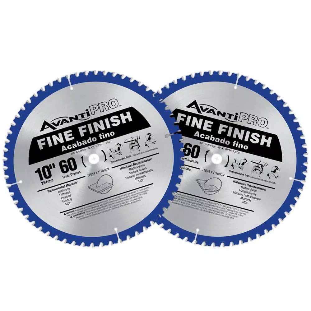 Saw Blades Avanti Pro 10 In. X 60-Tooth Fine Finish Saw Blade (2-Pack)