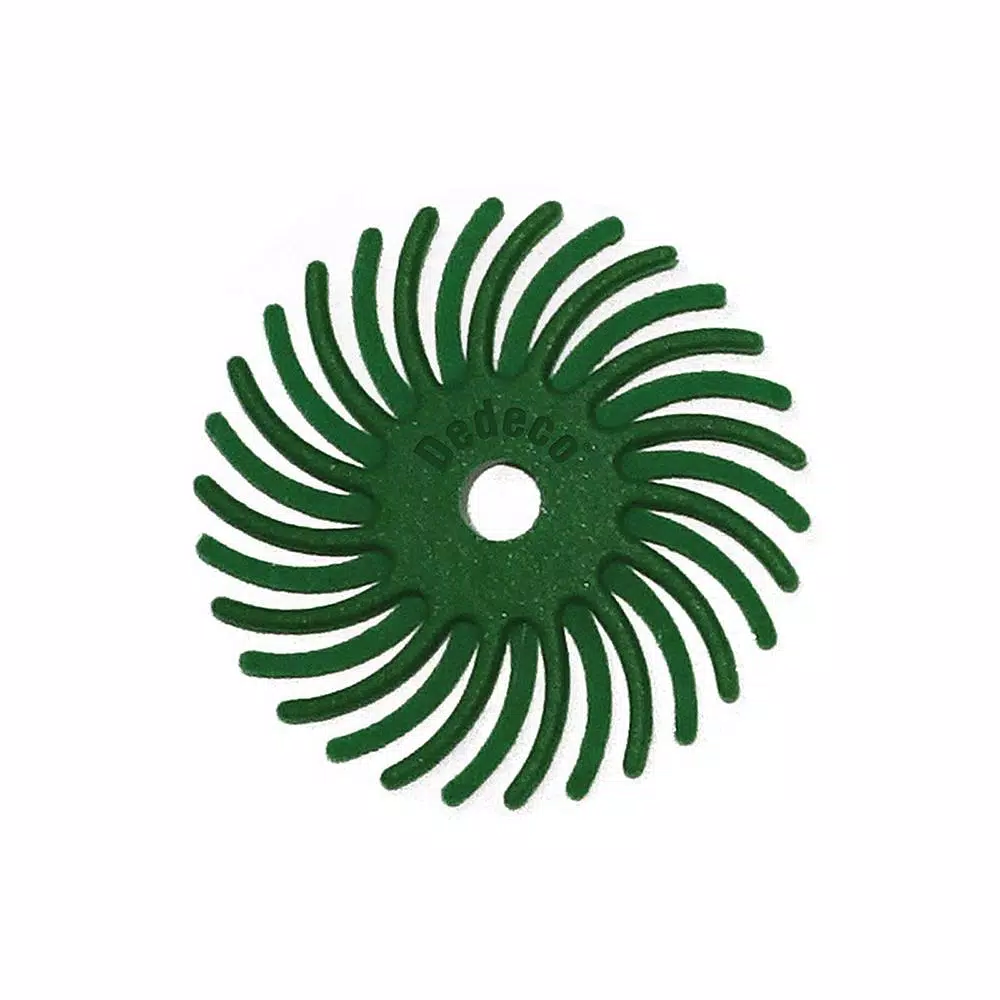 Rotary Tool Accessories Dedeco Sunburst 1 In. Radial Discs – 1/8 In. 120-Grit Medium Arbor Rotary Cleaning And Polishing Tool (12-Pack)