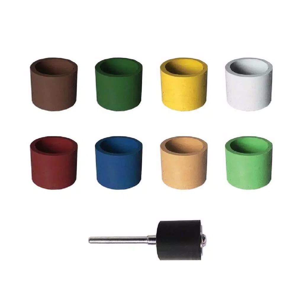Rotary Tool Accessories Dedeco Sunburst 1/2 In. X 1/2 In. Band -Cylinder Thermoplastic Sanding Polishing Tool Set 8 Grit 1835 Mandrel (9-Piece)