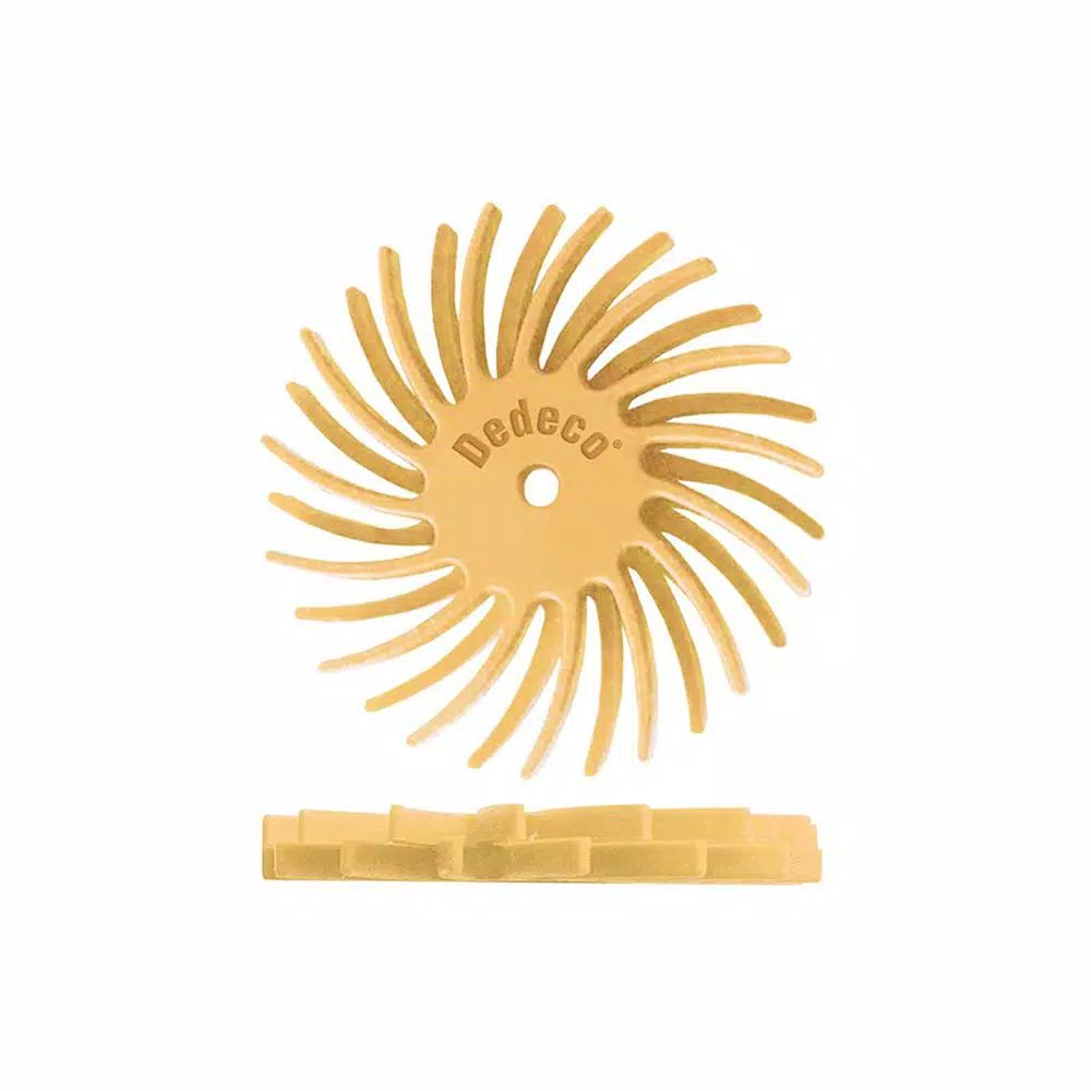 Rotary Tool Accessories Dedeco Sunburst 7/8 In. Dual Radial Discs – 1/16 In. Extra-Fine 6 Mic Arbor Rotary Cleaning And Polishing Tool (12-Pack)