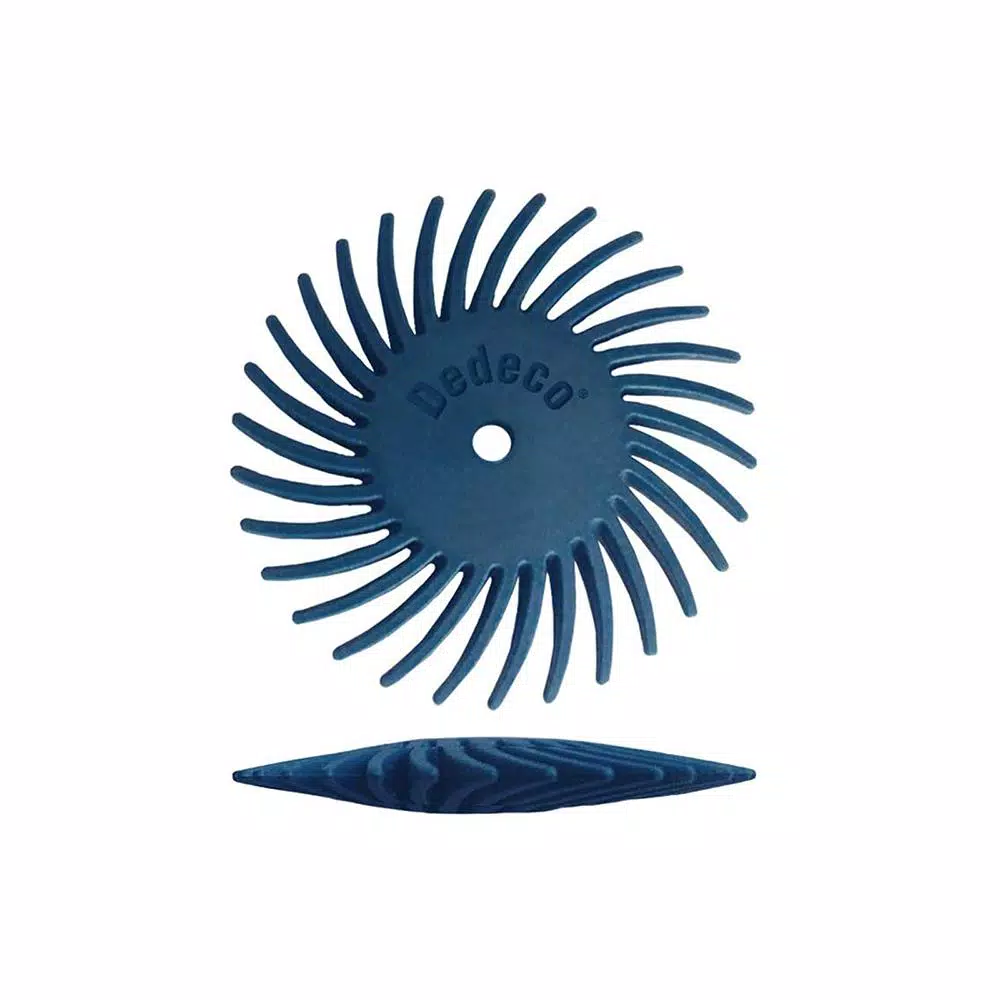 Rotary Tool Accessories Dedeco Sunburst 7/8 In. Knife-Edge Radial Discs – 1/16 In. Fine 400-Grit Arbor Rotary Polishing Tool (12-Pack)