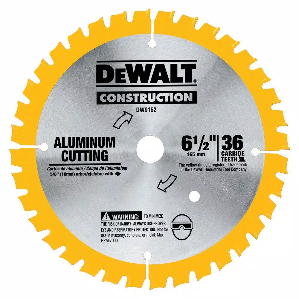 Saw Blades DEWALT 6-1/2 In. 36-Tooth Aluminum Cutting Blade