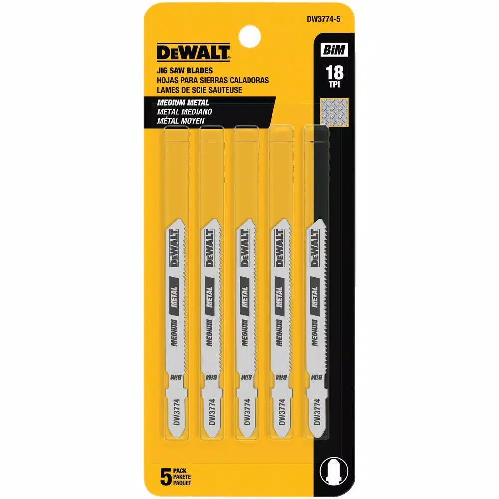 Saw Blades DEWALT 3 In. 18 TPI Medium Metal Cutting Jig Saw Blade Bi-Metal T-Shank (5-Pack) - Image 2