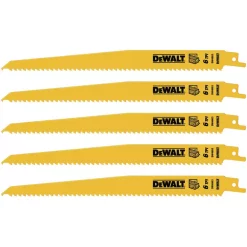 Saw Blades DEWALT 9 In. 6 Teeth Per In. Taper Back Bi-Metal Reciprocating Saw Blade (5-Pack)