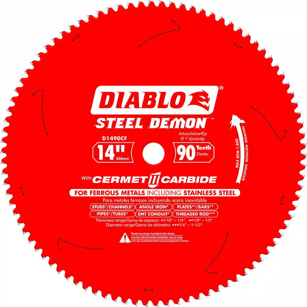 Saw Blades DIABLO 14 In. X 90-Tooth Steel Demon Cermet II Carbide Blade For Ferrous Metals And Stainless Steel