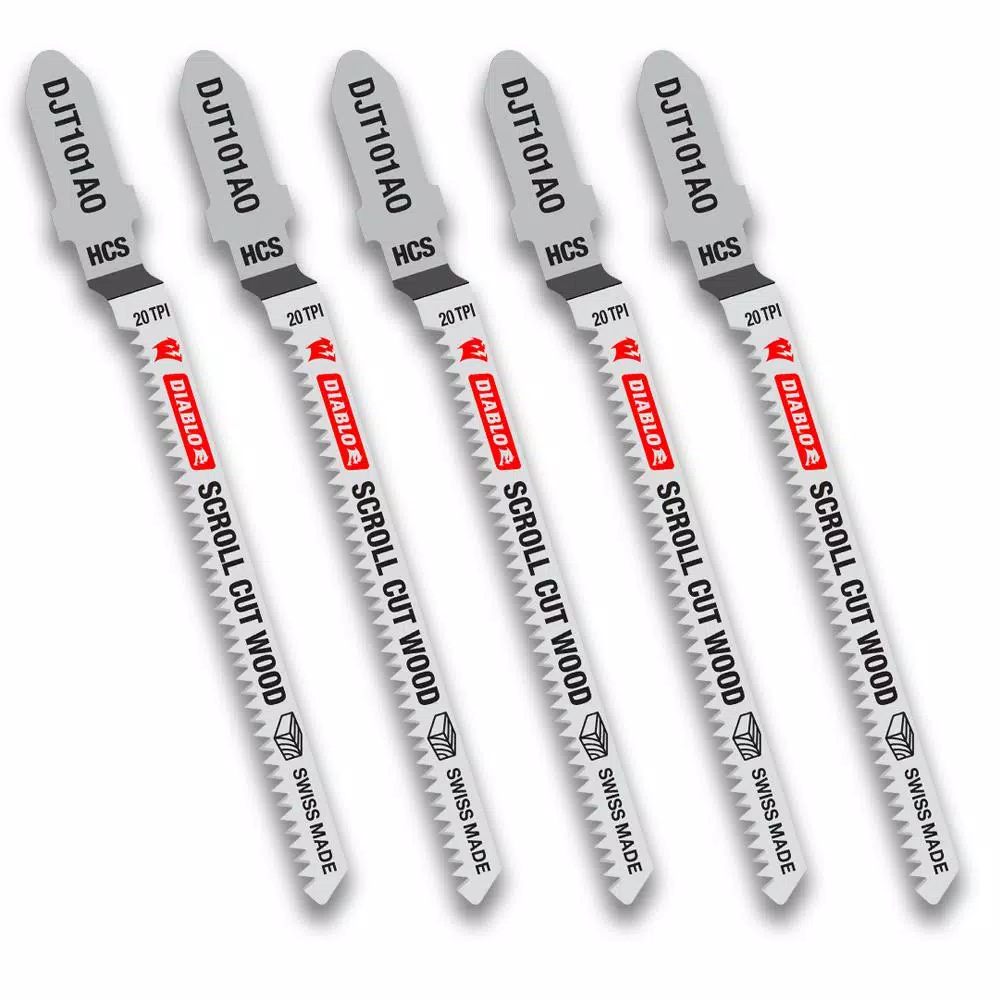 Saw Blades DIABLO 3 In. X 20 TPI HCS Scroll Jigsaw Blade (5-Pack)