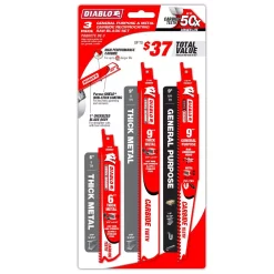 Saw Blades DIABLO Metal And General Purpose Carbide Reciprocating Set (3-Piece)