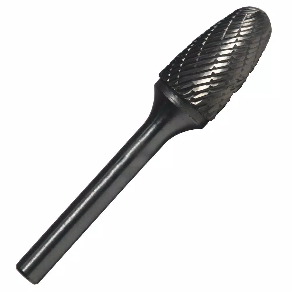 Rotary Tool Accessories Drill America 3/8 In. X 3/4 In. Tree Radius End Solid Carbide Burr Rotary File Bit With 1/4 In. Shank