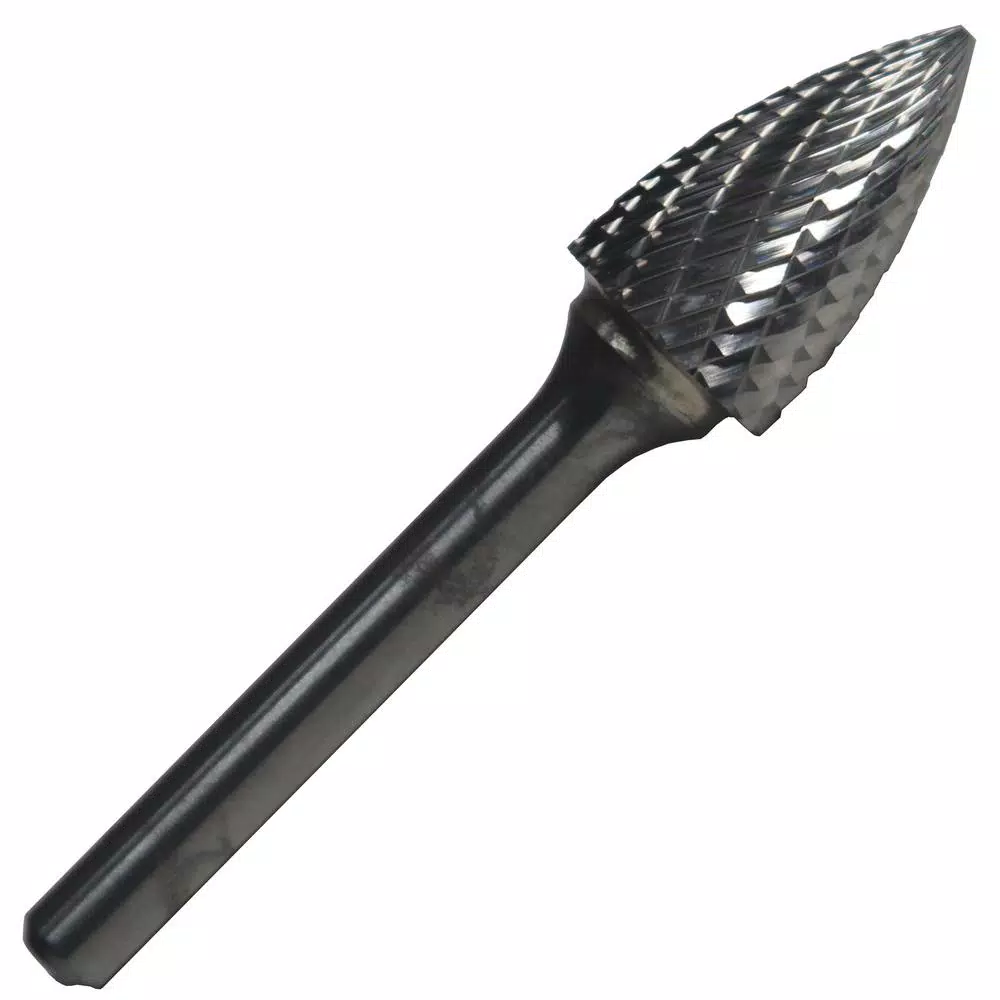 Rotary Tool Accessories Drill America 5/16 In. X 3/4 In. Tree Pointed End Solid Carbide Burr Rotary File Bit With 1/4 In. Shank