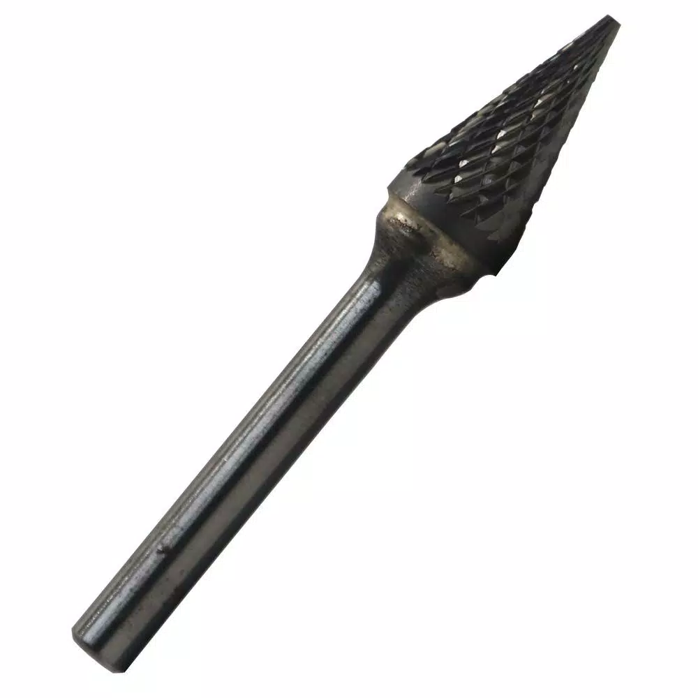 Rotary Tool Accessories Drill America 1/4 In. X 1/2 In. Cone Pointed End Solid Carbide Burr Rotary File Bit With 1/4 In. Shank