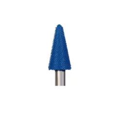 Rotary Tool Accessories Foredom 9/16 In. X1 In. Taper Shape Blue Fine Grit Tungsten Carbide Wood Carving Bur With 1/4 In. Dia Shank