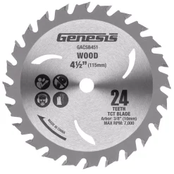 Saw Blades Genesis 4 1/2 In. 24-Teeth Tungsten Wood-Cutting Carbide-Tipped Circular Saw Blade