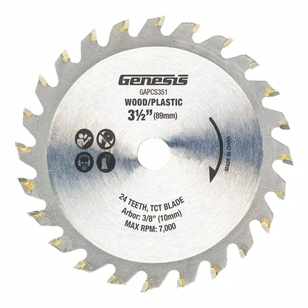 Saw Blades Genesis 3-1/2 In. 24-Teeth Tungsten Carbide-Tipped Circular Saw Blade For Wood And Plastic