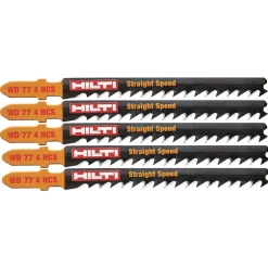 Saw Blades Hilti 3 In. 6 TPI WD 77 4 High Carbon Steel T-Shank Premium Jig Saw Blade For Cutting Wood Up To 50 Mm Thick (5-Pack)