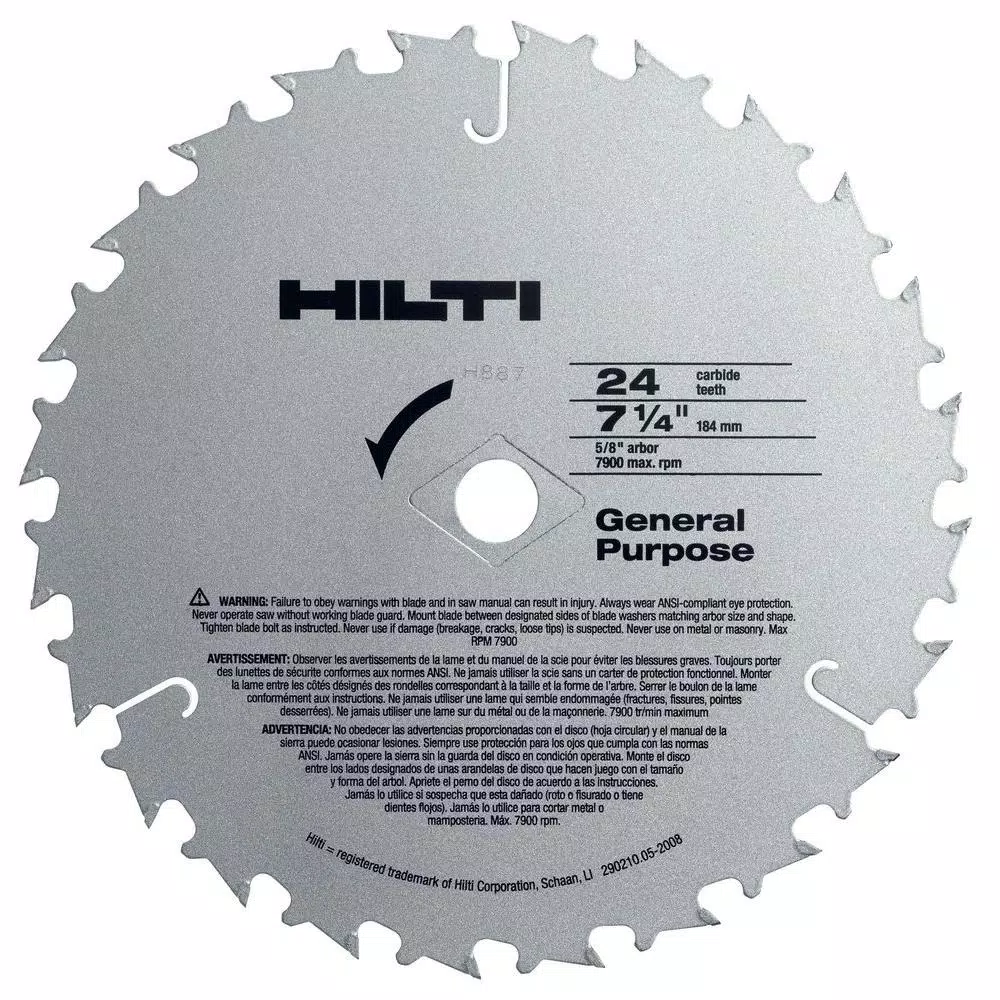 Hilti W-CSC 7-1/4 In. X 24-Teeth General Purpose Circular Saw Blades Contractor’s (50-Pack)