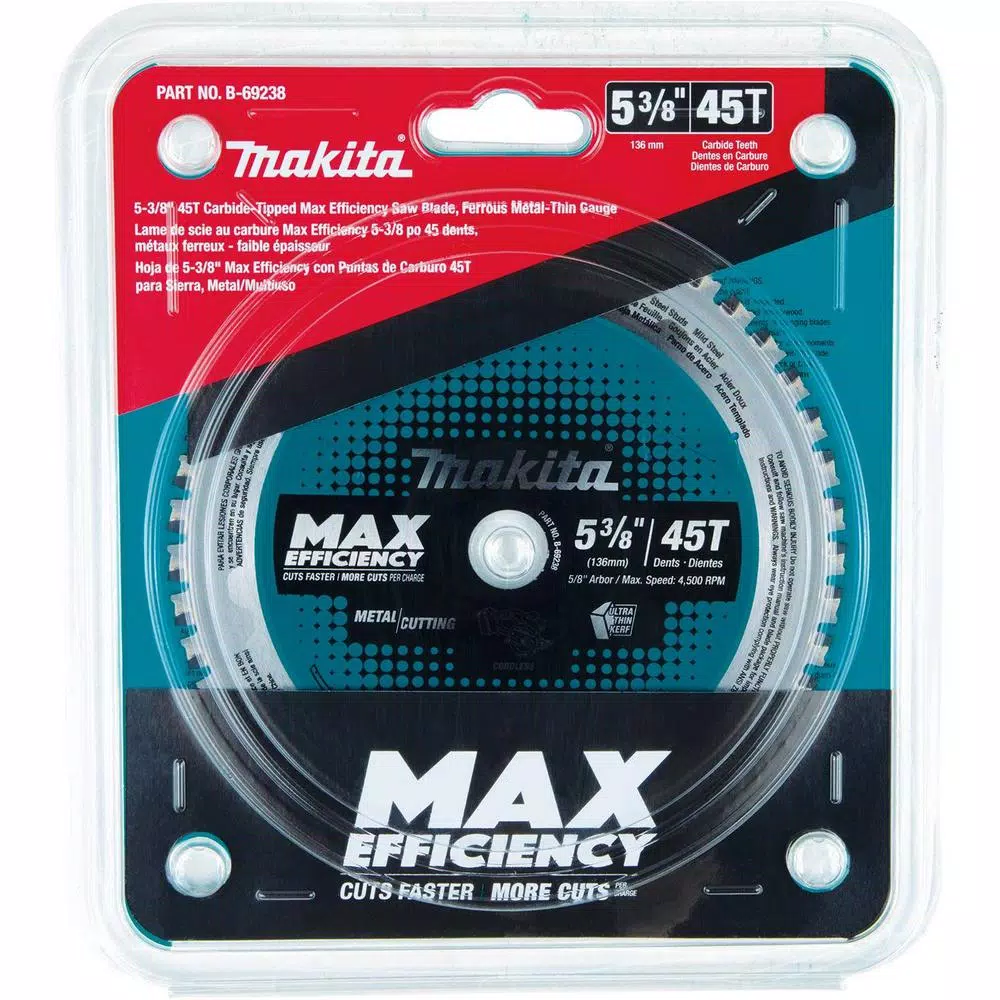 Saw Blades Makita 5-3/8 In. 45T Carbide-Tipped Max Efficiency Saw Blade, Ferrous Metal-Thin Gauge - Image 3
