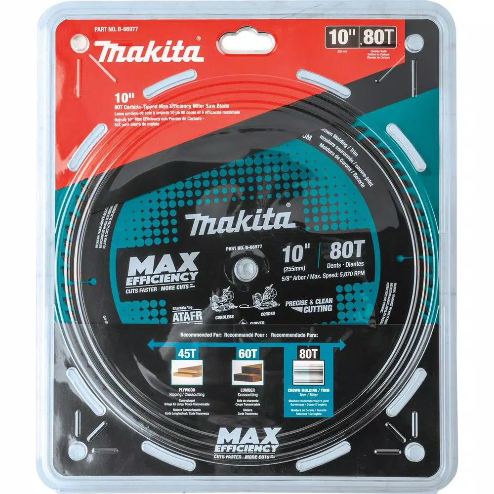 Saw Blades Makita 10 In. 80T Carbide-Tipped Max Efficiency Miter Saw Blade - Image 7