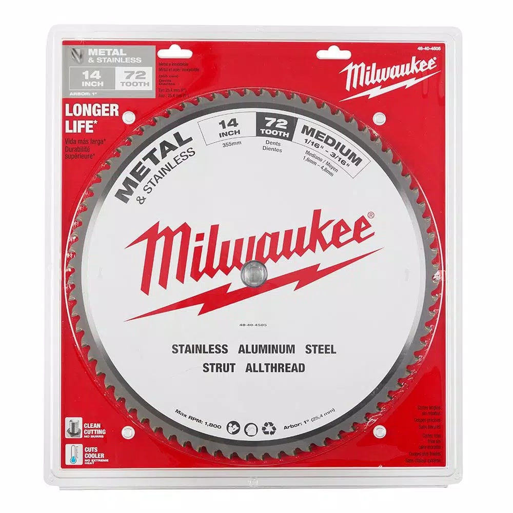Saw Blades Milwaukee 14 In. X 72 Carbide Teeth Metal & Stainless Cutting Circular Saw Blade - Image 5