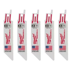 Milwaukee 4 In. 18 Teeth Per In. Medium Metal Cutting SAWZALL Reciprocating Saw Blades (5 Pack)
