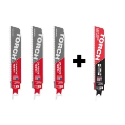 Saw Blades Milwaukee 6 In. 7 TPI TORCH Carbide Teeth Thick Metal Cutting SAWZALL Reciprocating Saw Blade With Nitrus Carbide Blade (4-Pack)