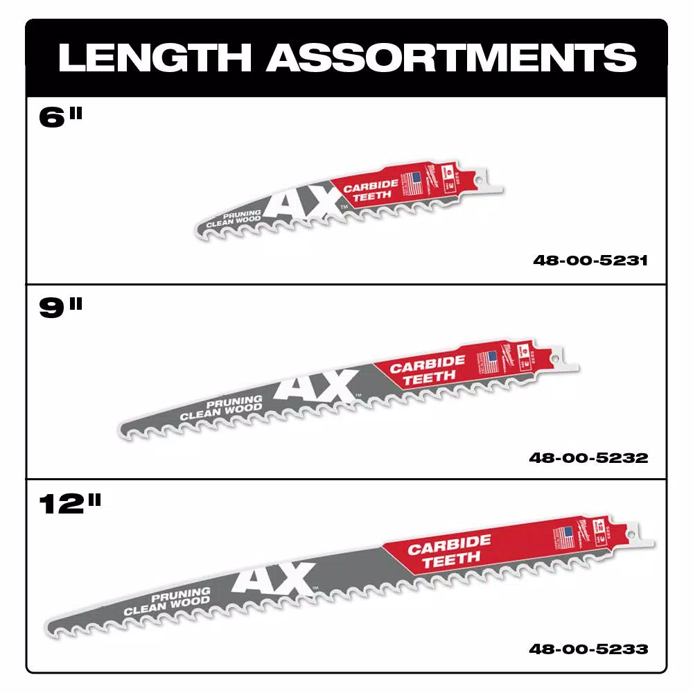 Saw Blades Milwaukee 6 In. 3 TPI Pruning Carbide Teeth Wood Cutting SAWZALL Reciprocating Saw Blade (3-Pack) - Image 5