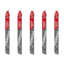 Saw Blades Milwaukee 9 In. 7 TPI TORCH Carbide Teeth Thick Metal Cutting SAWZALL Reciprocating Saw Blade (5 Pack)