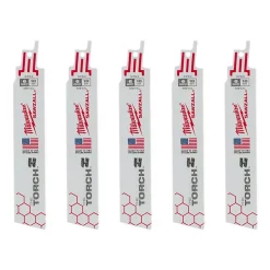 Milwaukee 6 In. 18 TPI Torch Medium Metal Cutting SAWZALL Reciprocating Saw Blades (5-Pack)