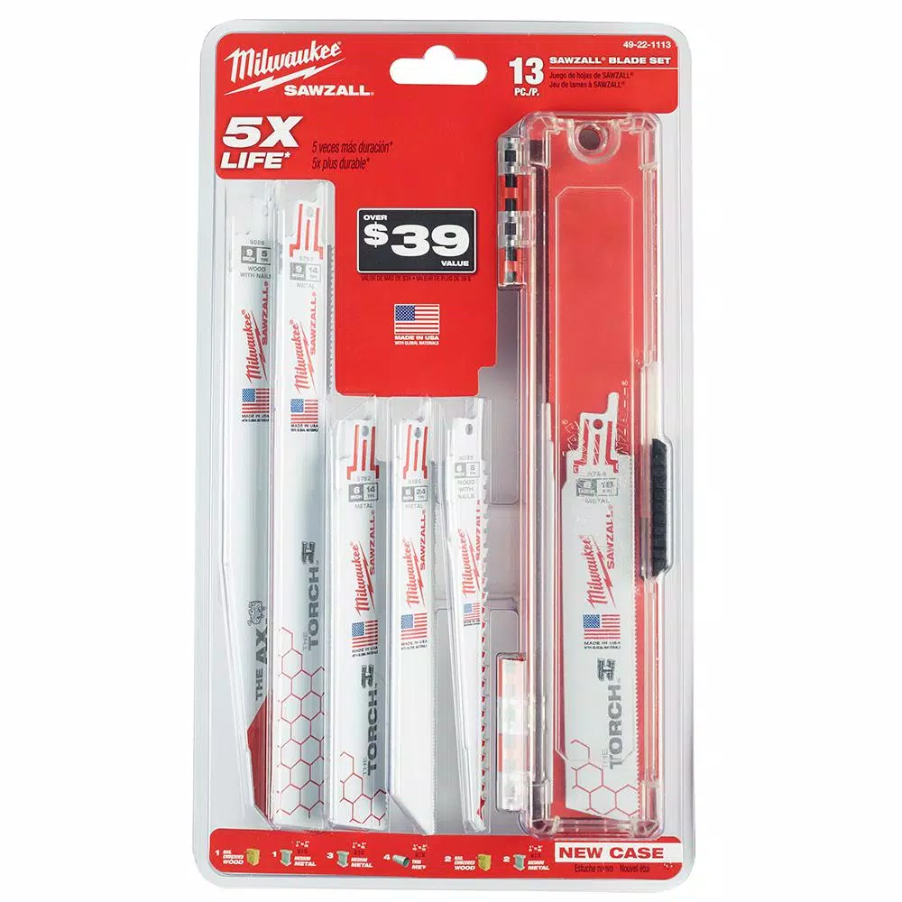 Saw Blades Milwaukee SAWZALL Demolition Wood And Metal Cutting Reciprocating Saw Blade Set With 5-Pack Of Metal Cutting Blades (18 Piece) - Image 7