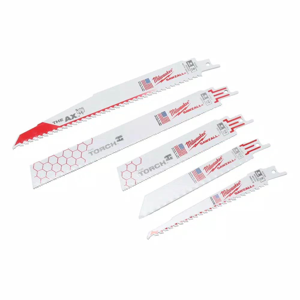 Saw Blades Milwaukee SAWZALL Demolition Wood And Metal Cutting Reciprocating Saw Blade Set With 5-Pack Of Metal Cutting Blades (18 Piece) - Image 4