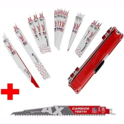 Saw Blades Milwaukee SAWZALL Demolition Wood And Metal Cutting Reciprocating Saw Blade Set (13-Piece) W/ 9 In. AX Carbide Teeth Blade