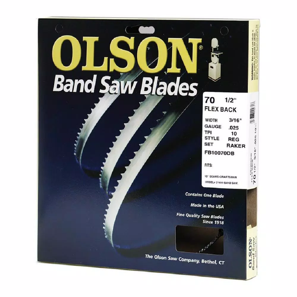 Saw Blades Olson Saw 70-1/2 In. L X 3/16 In. With 10 TPI High Carbon Steel With Hardened Edges Band Saw Blade