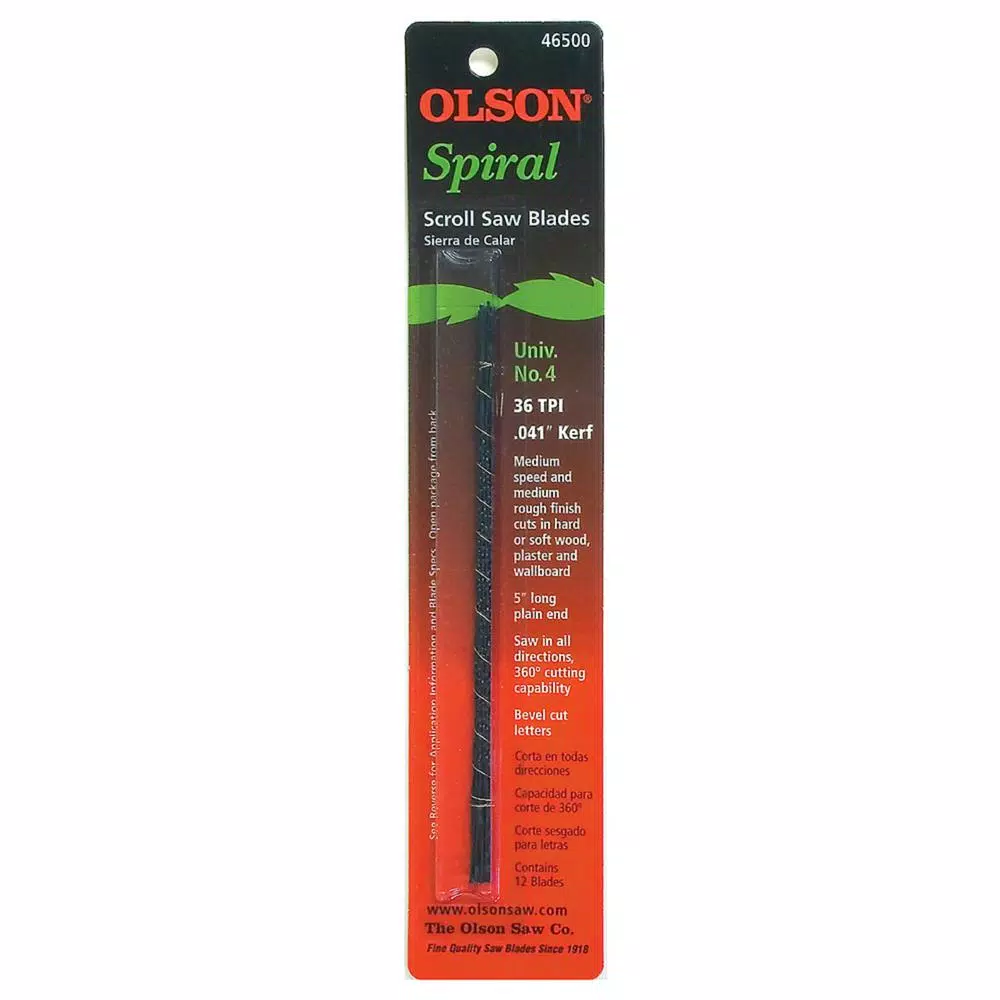 Saw Blades Olson Saw 5 In. Long Plain End Steel Scroll Saw Blade. Universal Number 4 With 36 Teeth Per Inch (12-pack) - Image 2