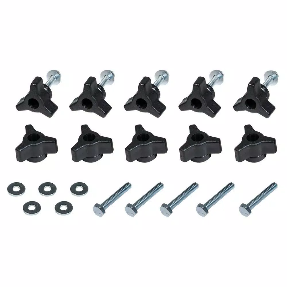Saw Tracks POWERTEC 1/4-20 In. X 1-1/2 In. Bolts, Washers, T-Track Knobs (10-Set)