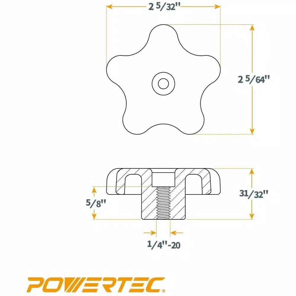 Saw Tracks POWERTEC T-Track Knob Kits (12-Pack) - Image 2