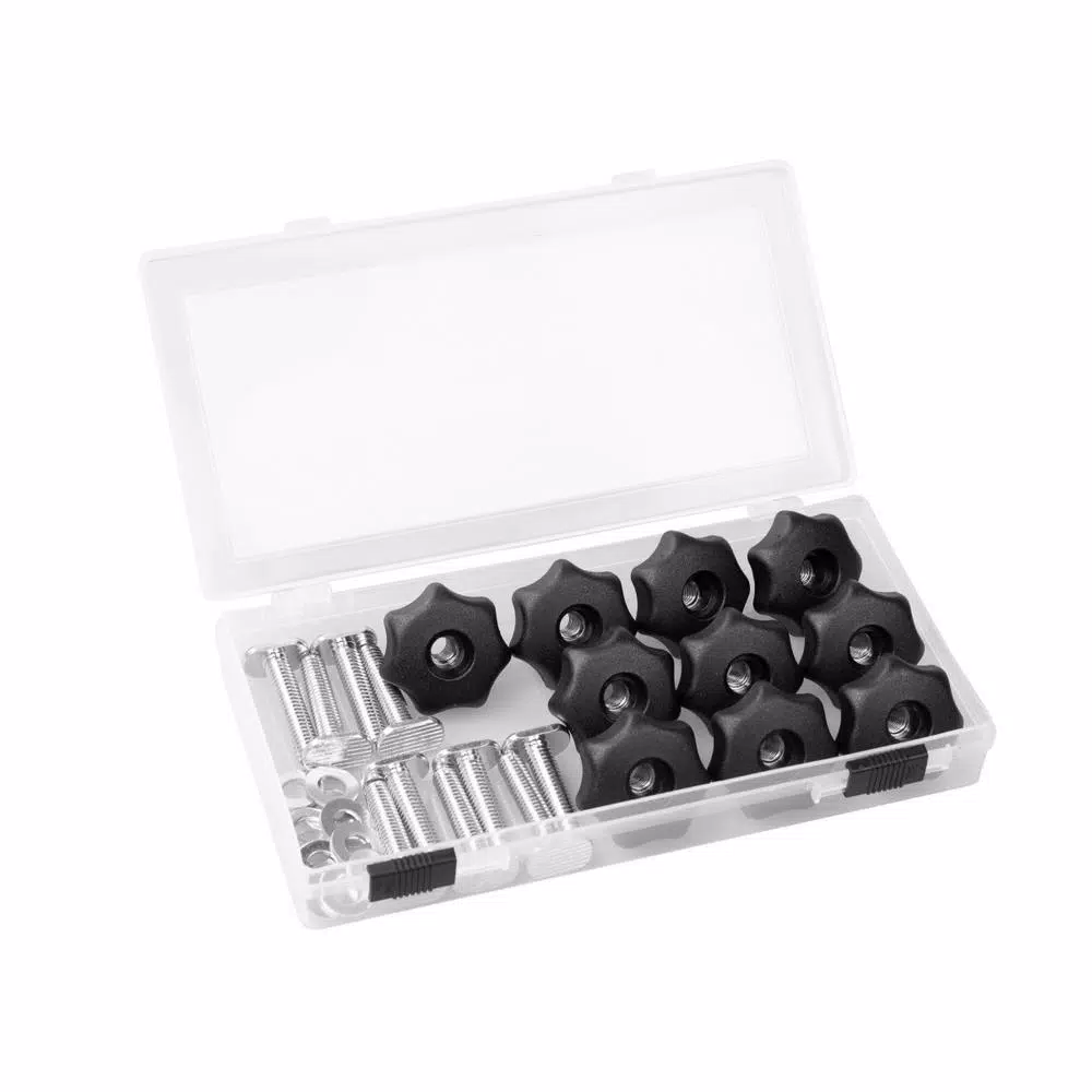 Saw Tracks POWERTEC T-Track Knob Kit With 7 Star 1/4 In.-20 Threaded Knobs, Bolts And Washers For Woodworking Jigs And Fixtures (Set Of 10) - Image 2