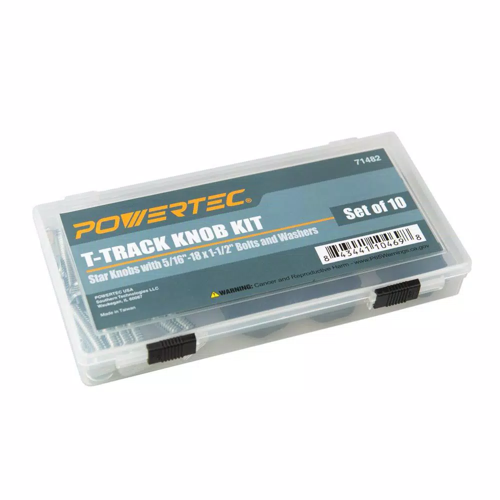 Saw Tracks POWERTEC T-Track Knob Kit With 7 Star 5/16 In.-18 Threaded Knob, Bolts And Washers For Woodworking Jigs And Fixtures (Set Of 10) - Image 3