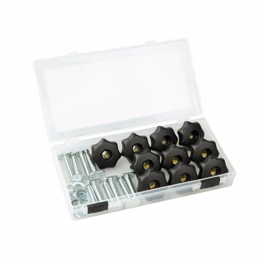 Saw Tracks POWERTEC T-Track Knob Kit With 7 Star 5/16 In.-18 Threaded Knob, Bolts And Washers For Woodworking Jigs And Fixtures (Set Of 10) - Image 2