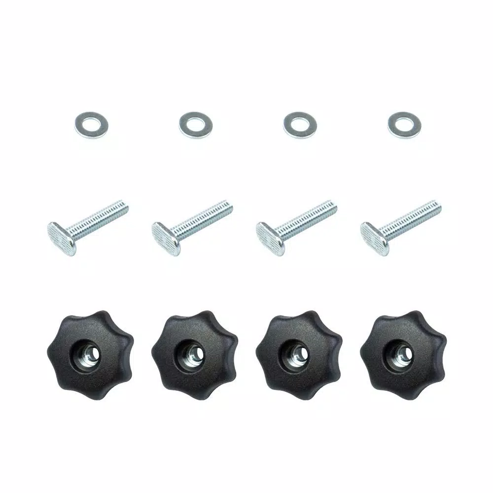 Saw Tracks POWERTEC T-Track Knob Kit With 7 Star 5/16 In.-18 Threaded Knob, Bolts And Washers For Woodworking Jigs And Fixtures (Set Of 4)
