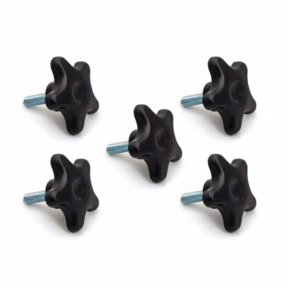 Saw Tracks POWERTEC 1/4 In.-20, 5-Star Stud Knob (5-Pack)
