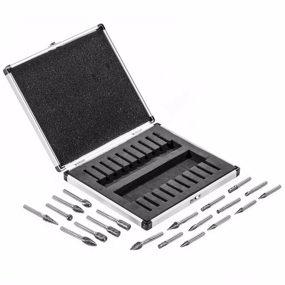 Rotary Tool Accessories Stark 20-Piece Double Cut Carbide Rotary Burr Set Bits Tree Flame Cone Ball Oval Tapered - Image 2