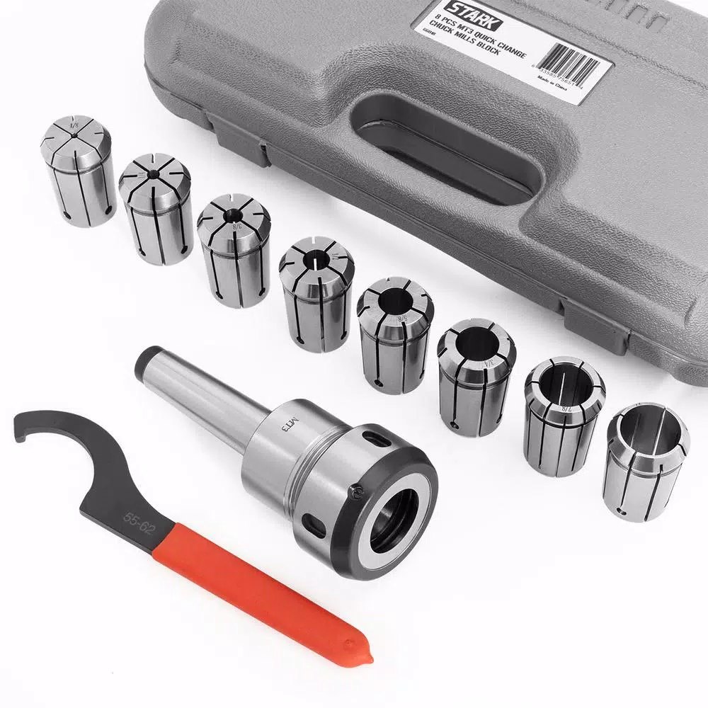 Rotary Tool Accessories Stark 1/8 In. To 1 In. Quick Change Spring Collet Chuck End Mill Holder (8-Piece) - Image 2