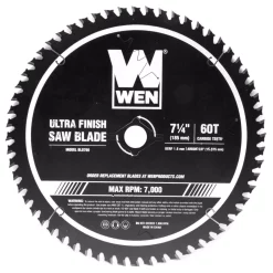Saw Blades WEN 7.25 In. 60-Tooth Carbide-Tipped Professional Ultra Fine-Finish Circular Saw Blade With Cool-Cut Coating