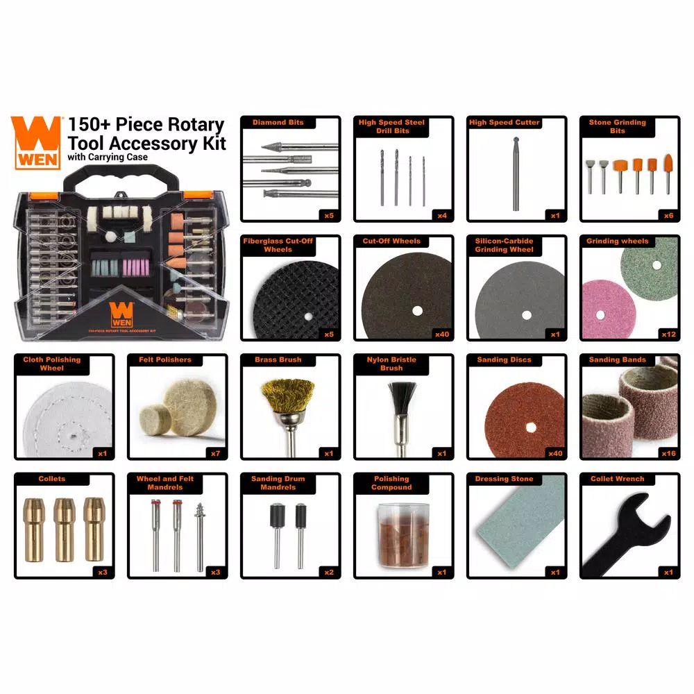 Rotary Tool Accessories WEN Rotary Tool Accessory Kit With Carrying Case (150-Piece) - Image 3