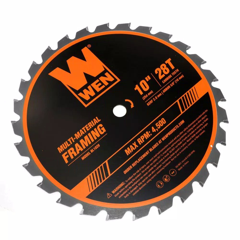 Saw Blades WEN 10 In. 28-Tooth Carbide-Tipped Professional Multi-Material Framing Saw Blade - Image 4